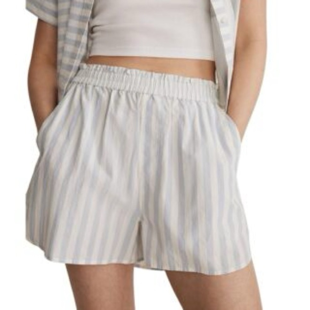 Madewell Pull-On Shorts in Striped Signature Poplin, XL
